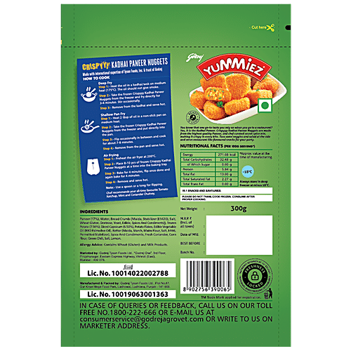 Yummiez Crispy Kadhai Paneer Nuggets, 300 g Pouch Pack 
