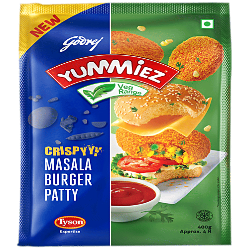 Yummiez Crispy Masala Burger Patty, 400 g Pouch Pack 