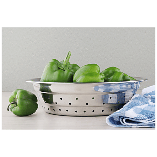 bb home Hole Boya Chalni/Colander/Strainer - No.12, Stainless Steel, Silver, 1 pc  Dishwasher Safe