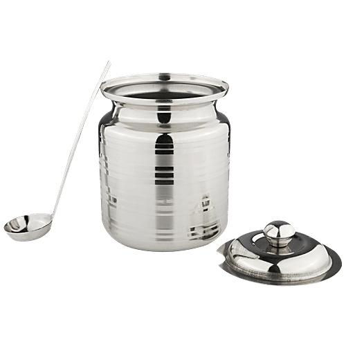 bb home Ghee Pot - Stainless Steel, High-Quality, Durable, Silver, 400 ml (1 pc) 