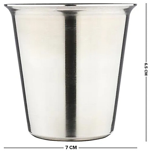 bb home Rampatra Coffee/Tea Glass - Stainless Steel, Silver, 130 ml (Set of 2) 