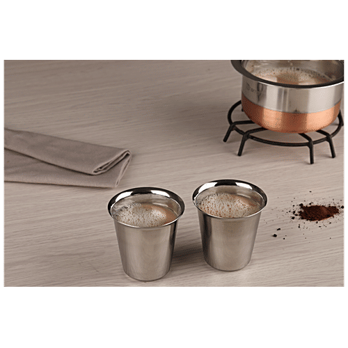 BB Home Steel Coffee/Tea Glass - Rampatra, 5 Inch, 130 ml (2 pcs) 