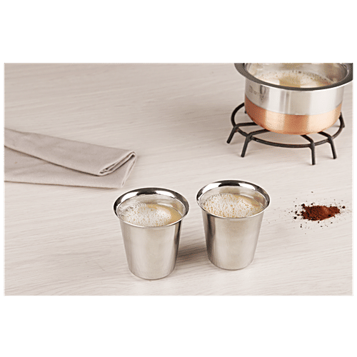 BB Home Steel Coffee/Tea Glass - Rampatra, 5.5 Inch, 150 ml (2 pcs) 