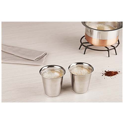 BB Home Steel Coffee/Tea Glass - Rampatra, 5.5 Inch, 150 ml (2 pcs) 