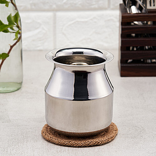 bb home Parsi Lota/Kalash/Water Container - Stainless Steel, Silver, 500 ml (1 pc) Dishwasher Safe