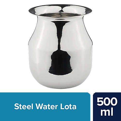 bb home Parsi Lota/Kalash/Water Container - Stainless Steel, Silver, 500 ml (1 pc) Dishwasher Safe