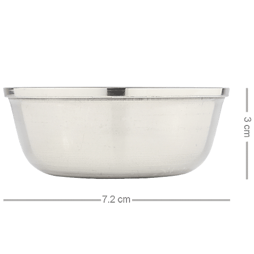 bb home Chatni Bowl/Vati/Katori - No.4, Stainless Steel, Silver, 100 ml (Set of 2) Dishwasher Safe