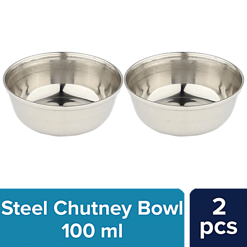 bb home Chatni Bowl/Vati/Katori - No.4, Stainless Steel, Silver, 100 ml (Set of 2) Dishwasher Safe