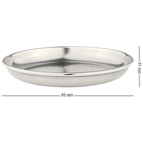 bb home Chatni Plate - No.4.5, Stainless Steel, Small, Silver, 4 pcs  Dishwasher Safe