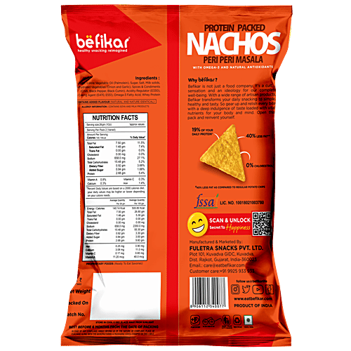 Befikar Protein Packed Nacho - Peri Peri Masala, 60 g  With Omega-3 and Natural Antioxidants