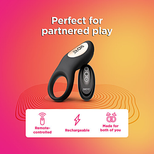 Skore Buzzz Vibrating Ring With Remote For Him & Her - 8 Modes, Black, 1 Unit  Rechargable, Waterproof