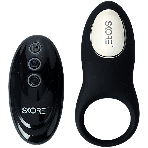 Skore Buzzz Vibrating Ring With Remote For Him & Her - 8 Modes, Black, 1 Unit  Rechargable, Waterproof