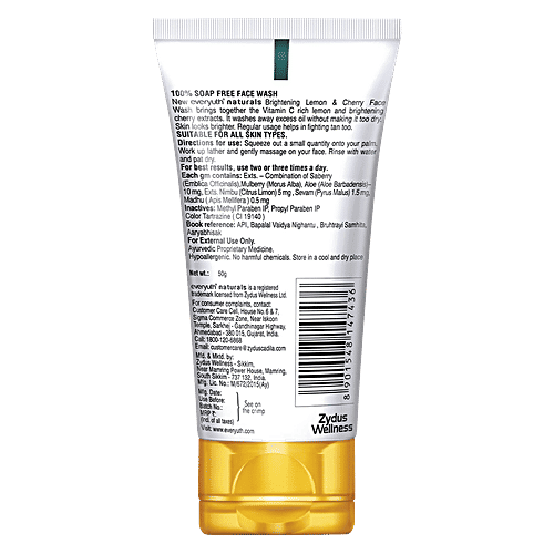 Buy Everyuth Naturals Brightening Lemon & Cherry Face Wash Online at Best Price of Rs 49.50