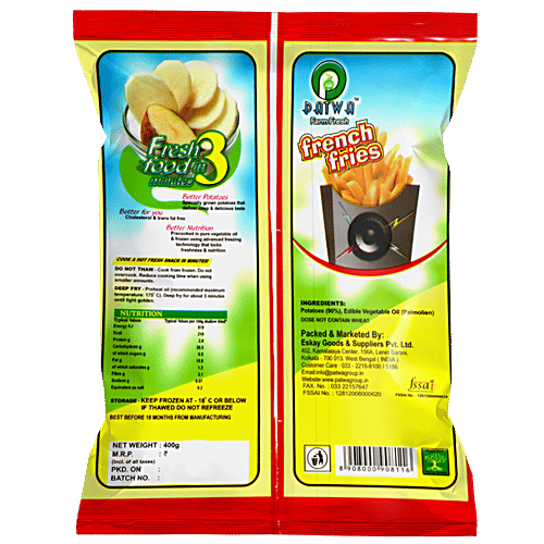 Patwa Farm Fresh French Fries, 450 g Pouch Cholesterol & Trans Fat Free