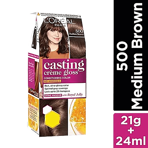 L'Oreal Paris Casting Crème Gloss - Small Pack, 45 g 500 Medium Brown No Ammonia