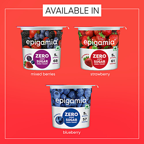 Epigamia  Strawberry Greek Yogurt, 85 g  Zero Added Sugar, High Protein