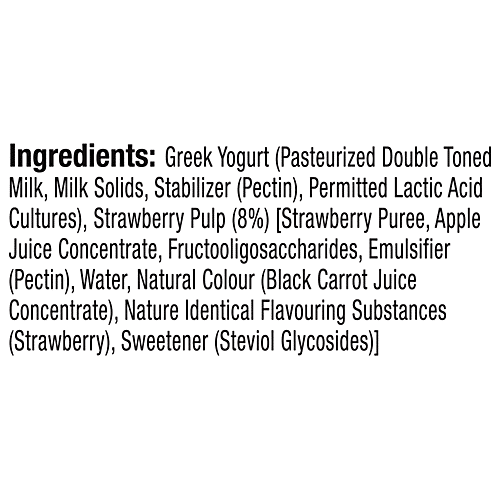 Epigamia  Strawberry Greek Yogurt, 85 g  Zero Added Sugar, High Protein