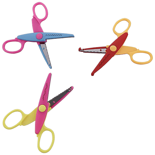 Se7en Scissor - Stainless Steel Blade, Plastic Body, For Arts, Crafts & DIY Projects, 3 pcs  Stainless Steel Blades
 Silicone Handles