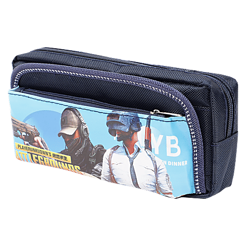 DP Dark Blue Printed Pencil Pouch - Fabric & PU, BB1255DD, 1 pc  