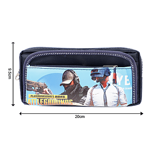 DP Dark Blue Printed Pencil Pouch - Fabric & PU, BB1255DD, 1 pc  