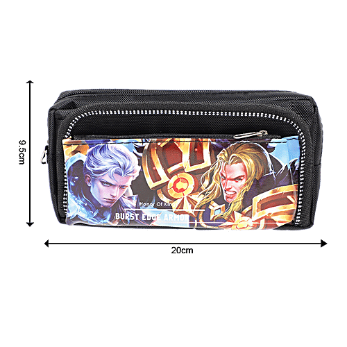 DP Black Printed Pencil Pouch - Fabric & PU, BB1255DF, 1 pc  