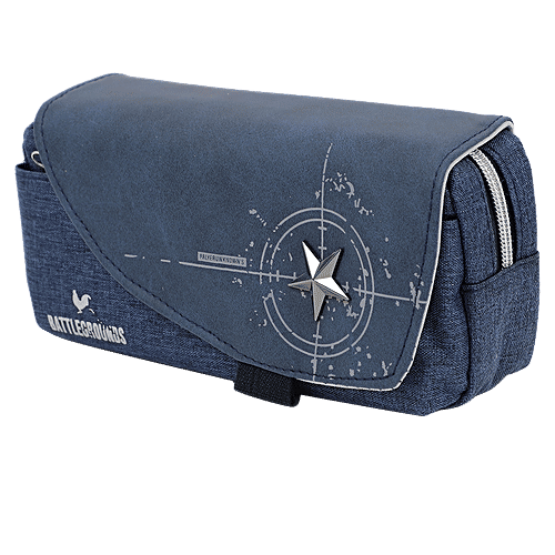 DP Printed Fabric & PU Pencil Pouch - Blue, BB1259DBLU, 1 pc  