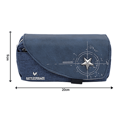 DP Printed Fabric & PU Pencil Pouch - Blue, BB1259DBLU, 1 pc  