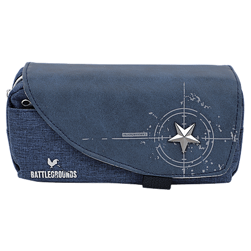 DP Printed Fabric & PU Pencil Pouch - Blue, BB1259DBLU, 1 pc  