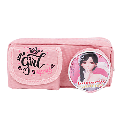 DP Printed Fabric Pencil Pouch - Pink , BB1263DPNK, 1 pc  