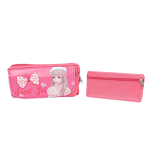DP Printed Fabric & PU Pencil Pouch - Magenta, BB1264DMGT, 1 pc  