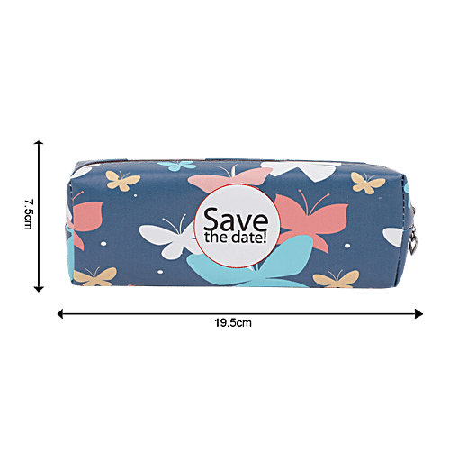 DP Navy Blue Printed Pencil Pouch - PU, BB1285NBL, 1 pc  