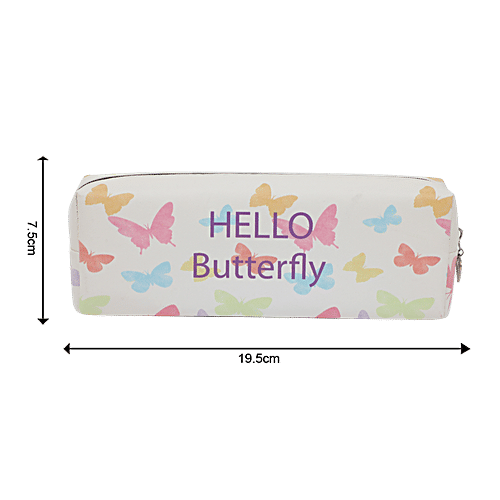 DP Cream Printed Pencil Pouch - PU, BB1285CRM, 1 pc  