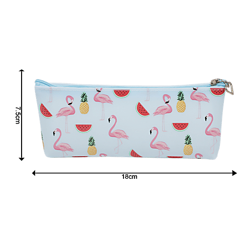 DP Blue Printed Pencil Pouchv - PU, BB1288BLU, 1 pc  