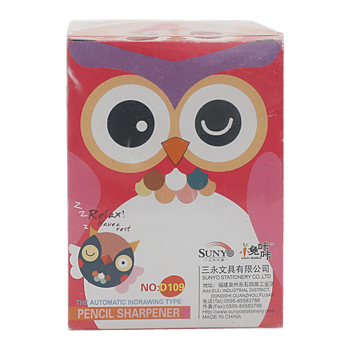 suny Pink Pencil Desktop Sharpener - Plastic, Owl Shaped, BB1294PNK, 1 pc  