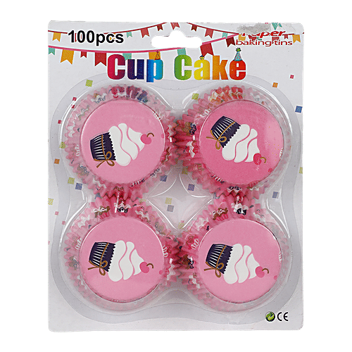 DP Printed Paper Cupcake Moulds - Pink, BB1329, 100 pcs  