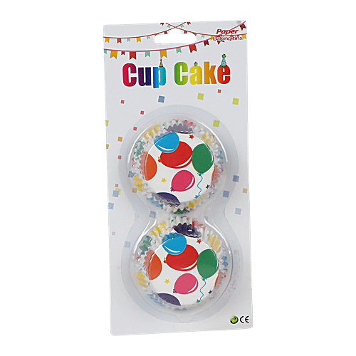 DP Multicoloured Balloon Printed Cupcake Moulds - Paper, BB1334, 50 pcs  
