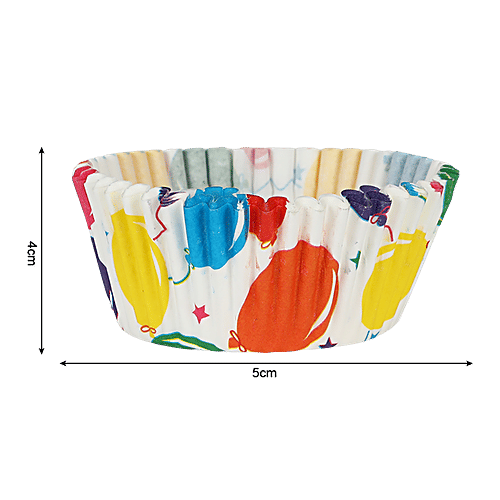 DP Multicoloured Balloon Printed Cupcake Moulds - Paper, BB1334, 50 pcs  