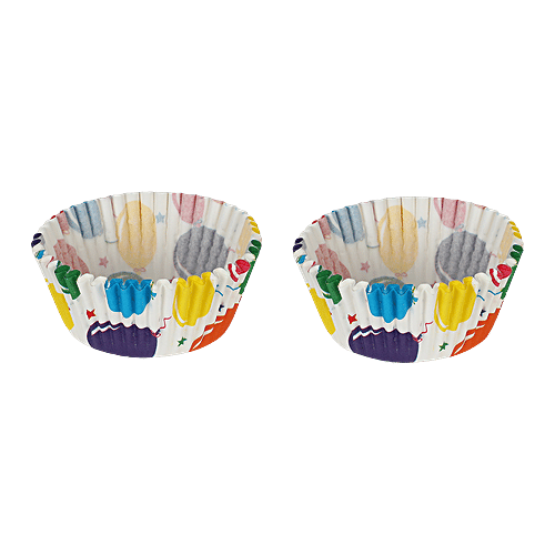 DP Multicoloured Balloon Printed Cupcake Moulds - Paper, BB1334, 50 pcs  