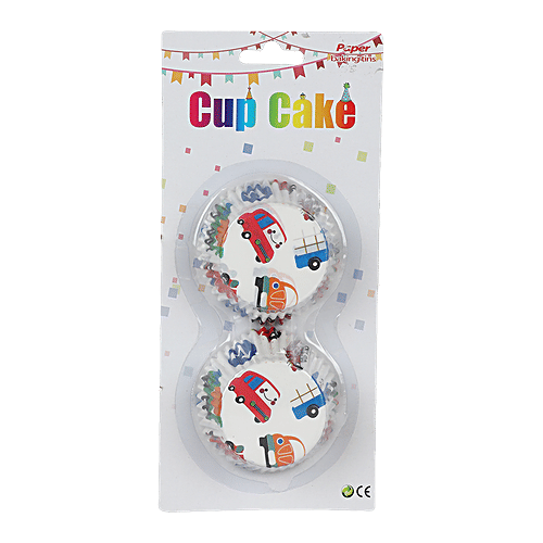 DP Multicoloured Car Printed Cupcake Moulds - Paper, BB1335, 50 pcs  