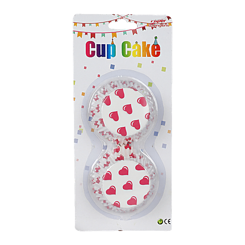 DP Pink Heart Printed Cupcake Moulds - Paper, BB1340, 50 pcs  