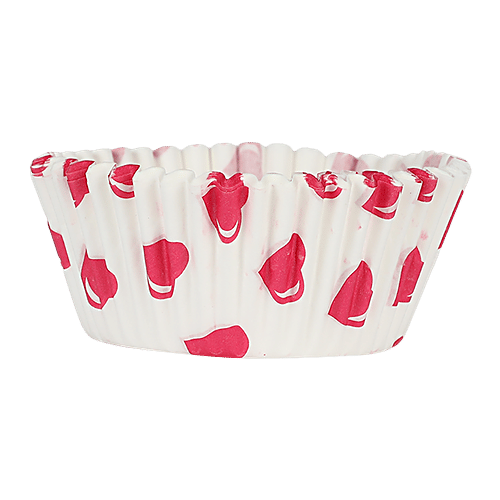 DP Pink Heart Printed Cupcake Moulds - Paper, BB1340, 50 pcs  