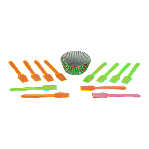 DP Cupcake Moulds & Spoons - Ribbon Print, Paper, BB1342, 25 pcs + 12 pcs  