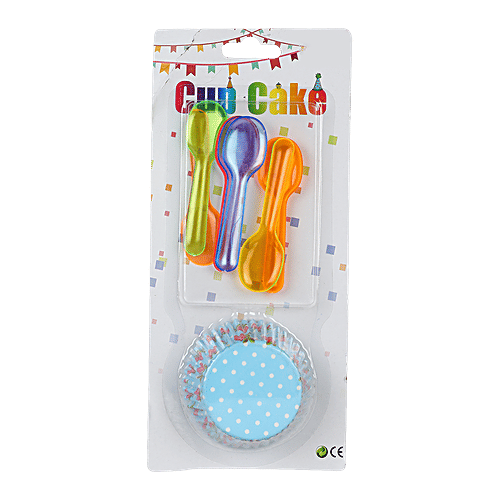 DP Cupcake Moulds & Spoons - Flower Print, Paper, BB1344, 37 pcs