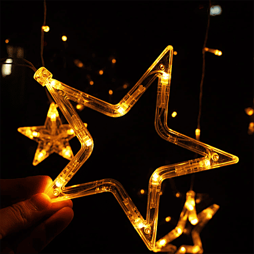 Lexton StarDecorative String Lights For Home Decor - 138 LEDs, 2.5 M, 8 Flash Modes, 12 Stars, Warm White, 1 pc  Long Lasting & Energy-Efficient,  Festive, Christmas, Party, Patio Lawn