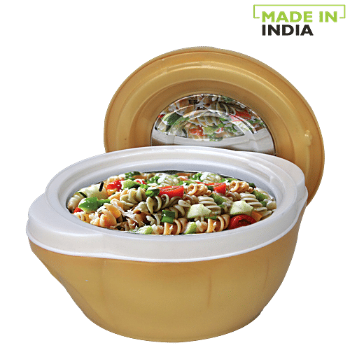 Princeware Pluto Casserole For Roti/Chapati - Golden With Steel Lid, 600 ml  