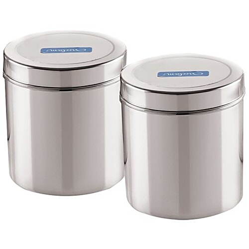 Neelam Steel Storage Container/Deep Dabba/Canister - No. 13, 2.5 L Set of 2 