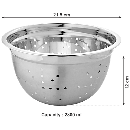 Vinayak Steel German Colander/Basket/Strainer - 21 cm, 2.8 L  