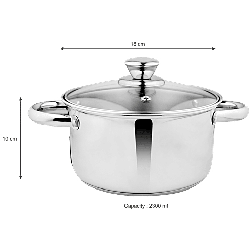 Buy Vinayak Steel Casserole Cook N Serve Induction Bottom With Glass