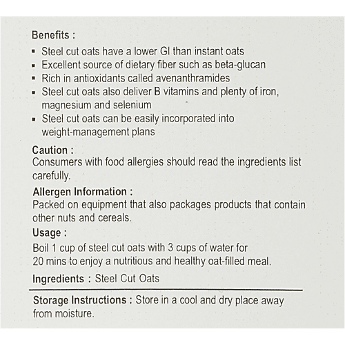 NUTRIWISH Steel Cut Oats, 200 g  