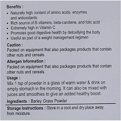 NUTRIWISH Barley Grass Powder, 500 g  